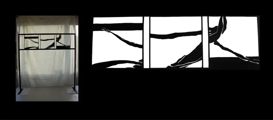 Triptyques sur châssis acier — 2012 — collage ou vue du travail