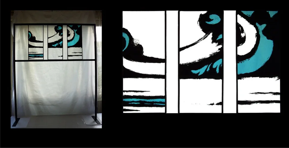 Triptyques sur châssis acier — 2012 — collage ou vue du travail