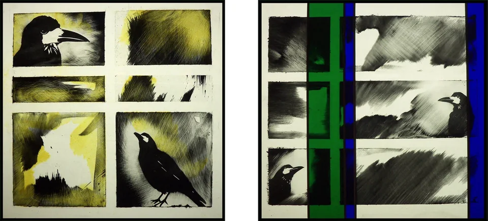 Peinture sur verre, verre coloré et plomb — collage ou vue du travail