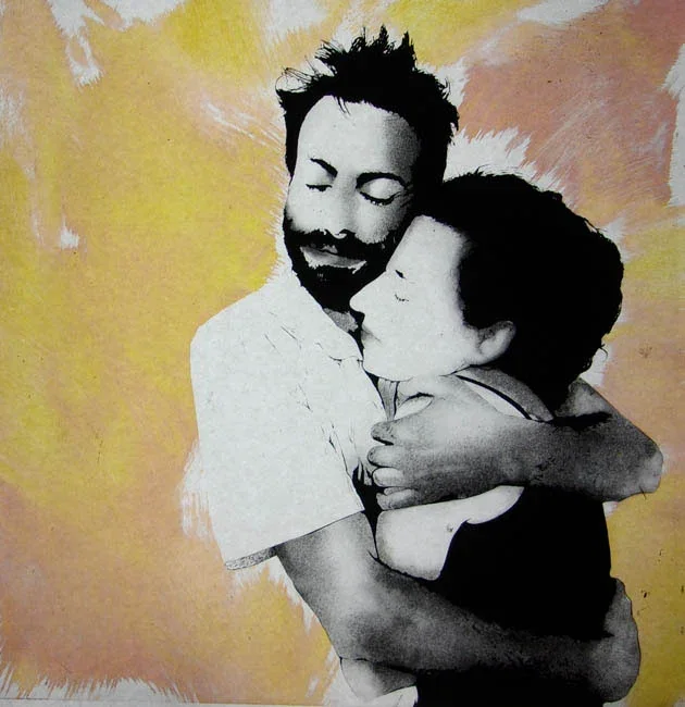 Portraits peints à la grisaille — collage ou vue du travail