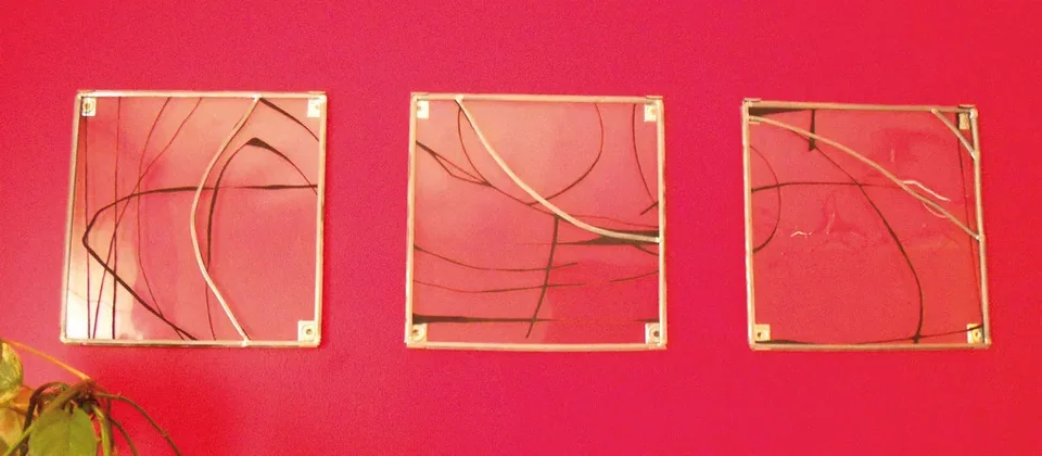 Tableaux en verre — 2009 — collage ou vue du travail
